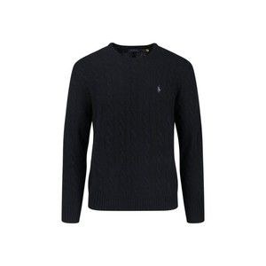 Polo Ralph Lauren Classic Black Cable-Knit Sweater With Subtle Logo - NWT